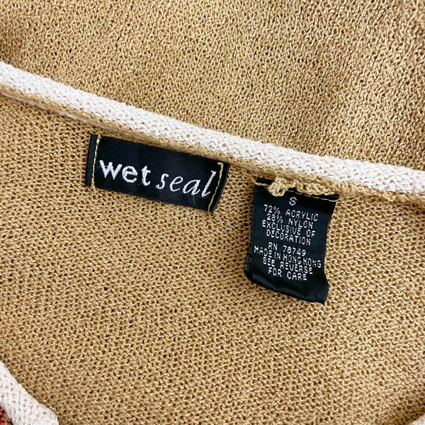 TAN KNIT KEYHOLE SWEATER (S)