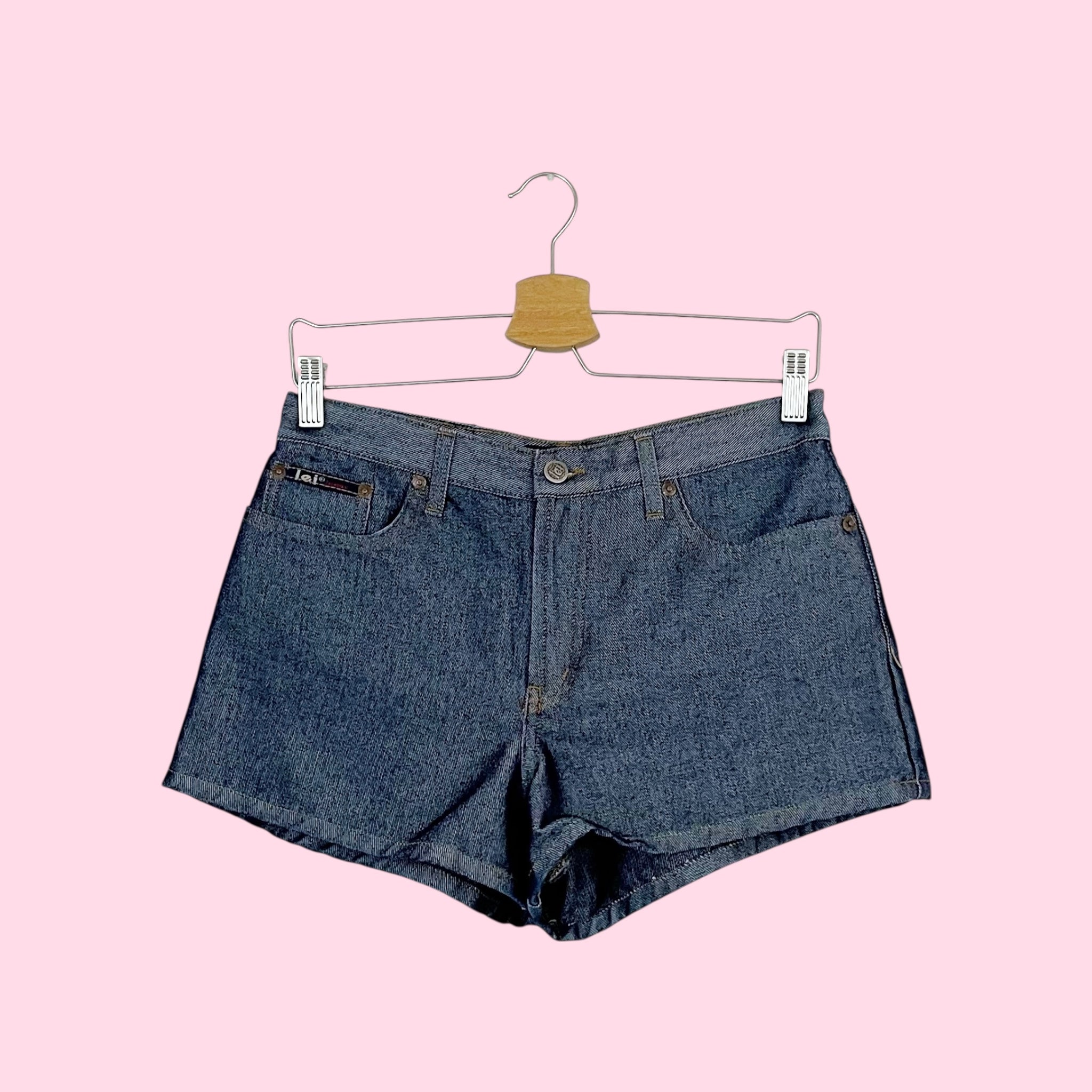 LEI METALLIC DARK DENIM SHORTS (7)