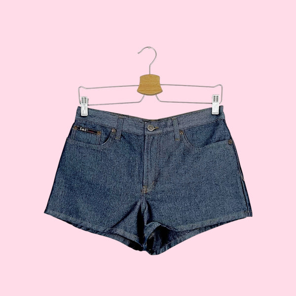 LEI METALLIC DARK DENIM SHORTS (7)