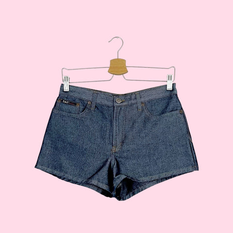 LEI METALLIC DARK DENIM SHORTS (7)
