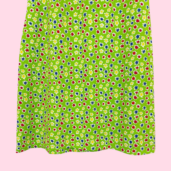 LIME FLORAL MINI DRESS (S)