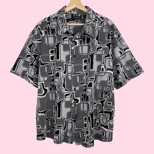 Gray Metallic Geometric Burnout Shirt (XL)