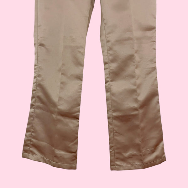 TAN SATIN BOOTCUT PANTS (2)