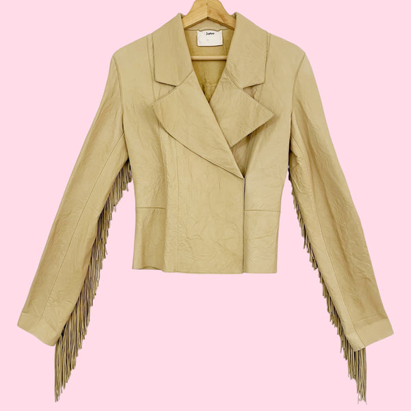 JARBO TAN FRINGE LEATHER JACKET (S)