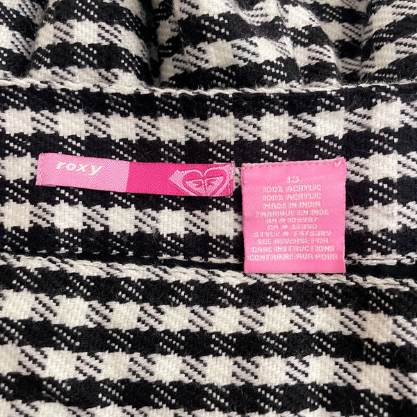 Y2K Roxy Black + White Plaid Pleated Low Rise Skirt (L)