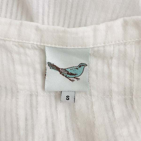 Y2K WHITE SHEER STRIPED BLOUSE (S)