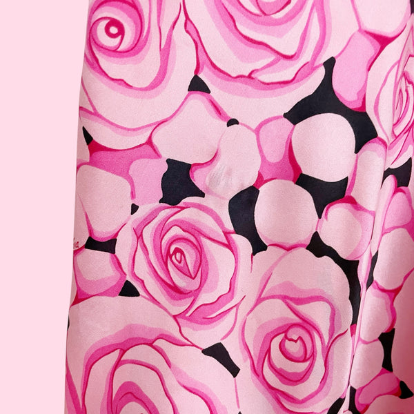 ROSE PRINT SILK SLIP DRESS (M)