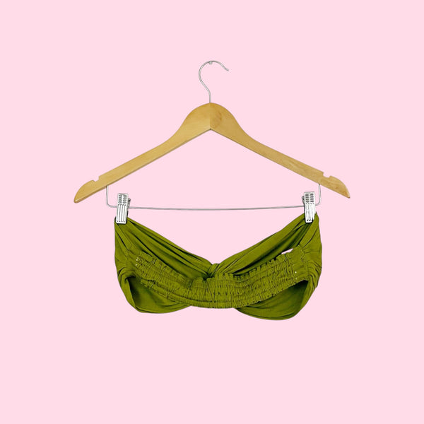 OLIVE GREEN TWIST BANDEAU TOP (L)