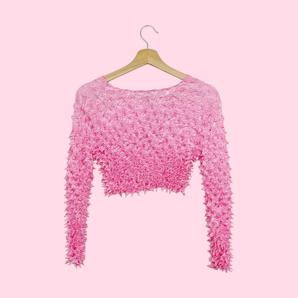 PINK SPIKY POPCORN CARDIGAN TOP (S/M)