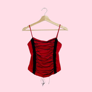 RED LACE UP TANK TOP (S)