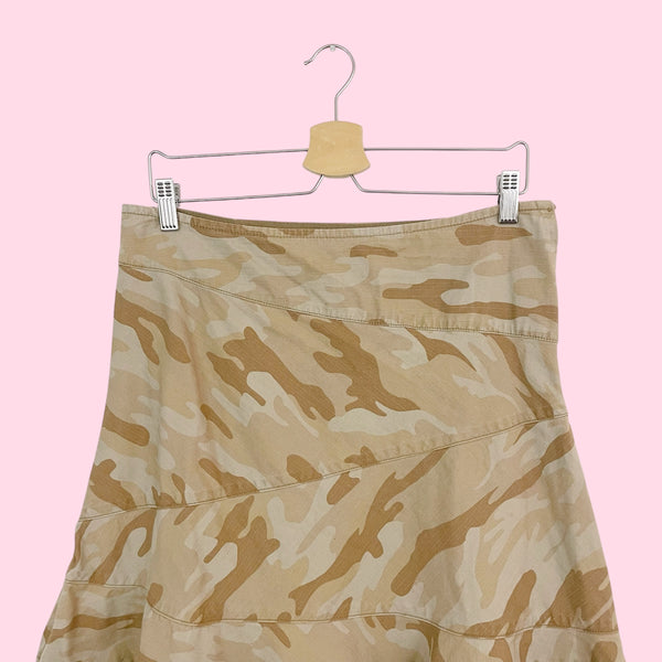 DKNY TAN CAMO PANELED MIDI SKIRT (8)