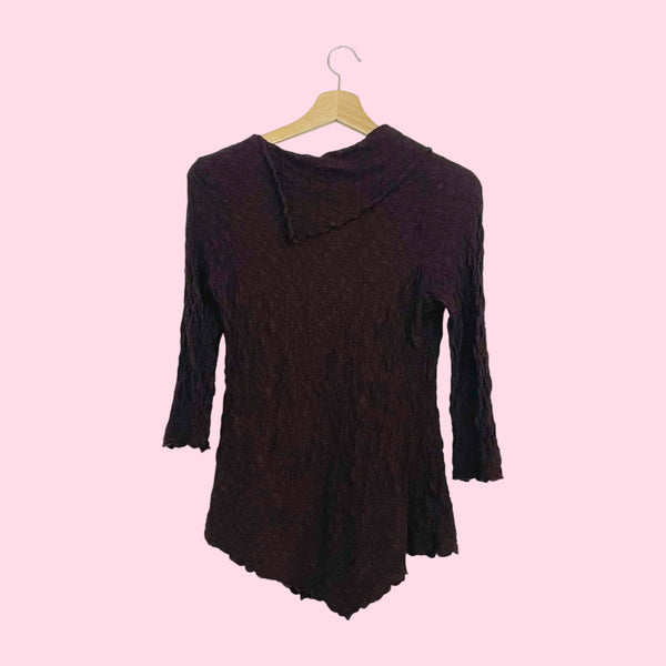 Brown Textured Asymmetrical Top (L)