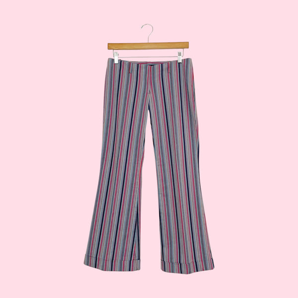 Vertical Striped Low Rise Flare Pants (4)