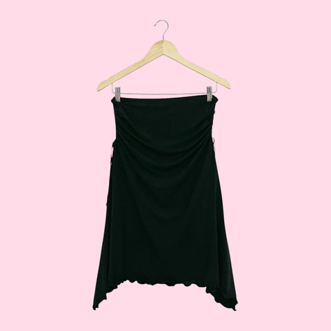 RUCHED STRAPLESS MINI DRESS (XS)