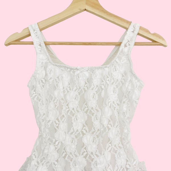 WHITE SHEER LACE TANK (S)
