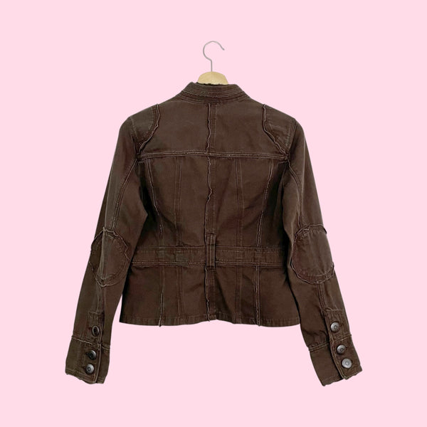 Y2K BROWN UTILITY JACKET (S/M)