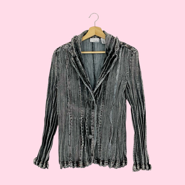 GRAY DENIM PLEATED JACKET (M/L)