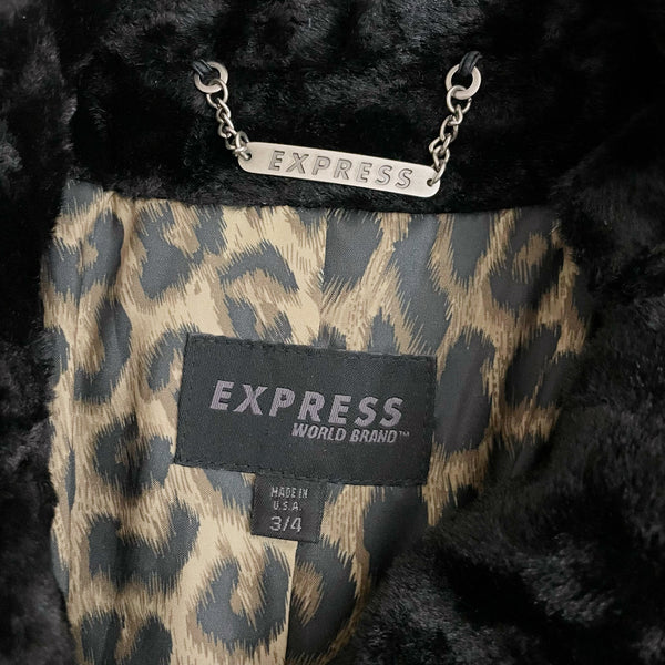 EXPRESS BLACK FAUX FUR COAT (3/4)