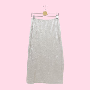 WHITE VELVET MAXI SKIRT (M)