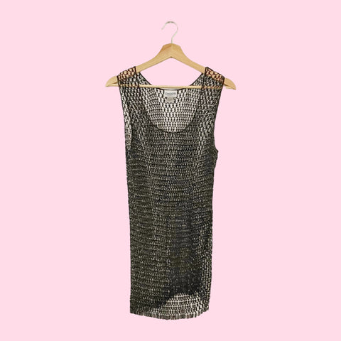 BROWN BEADED LOOSE KNIT TANK (M/L)