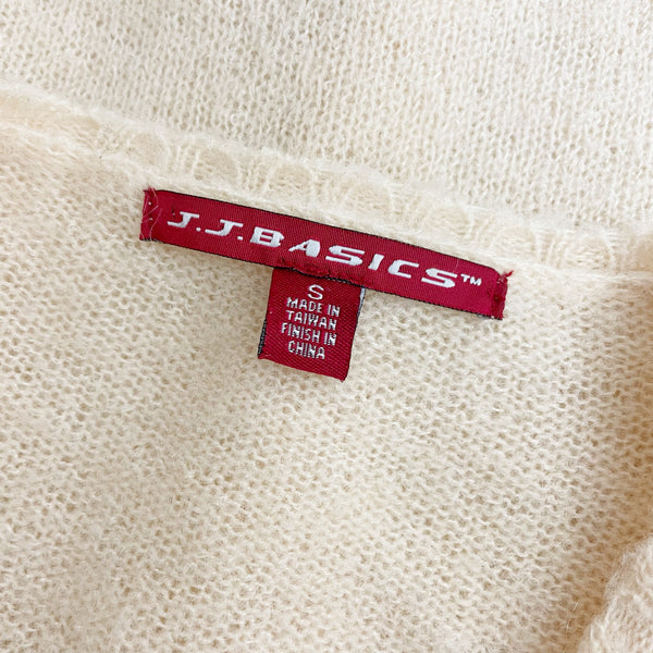 CREAM MOHAIR BLEND CARDIGAN W/ BOW BUTTONS (S)