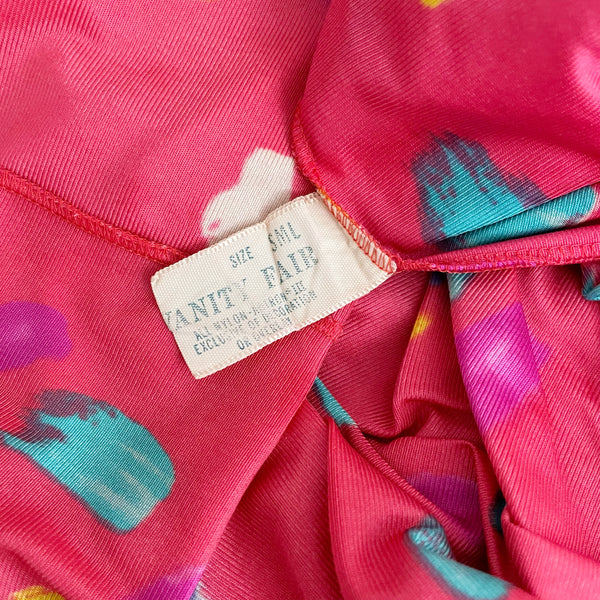 80S VANITY FAIR CORAL BRUSHSTROKE PRINT NIGHTGOWN (S)