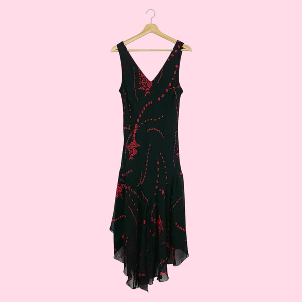 BLACK + RED BEADED MAXI DRESS (14)
