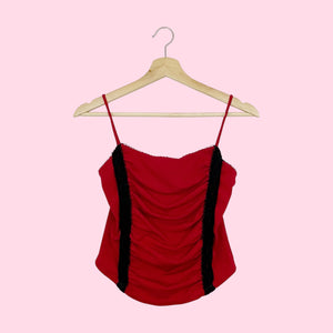 RED + BLACK LACE TRIM TANK (S)
