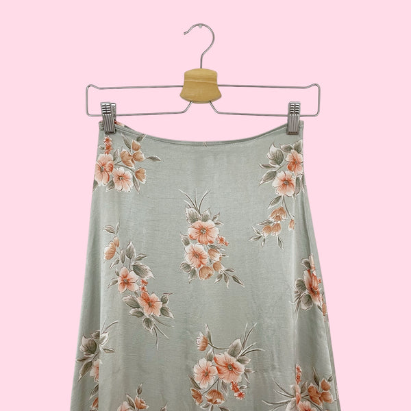 GRAY FLORAL SATIN MAXI SKIRT (25)