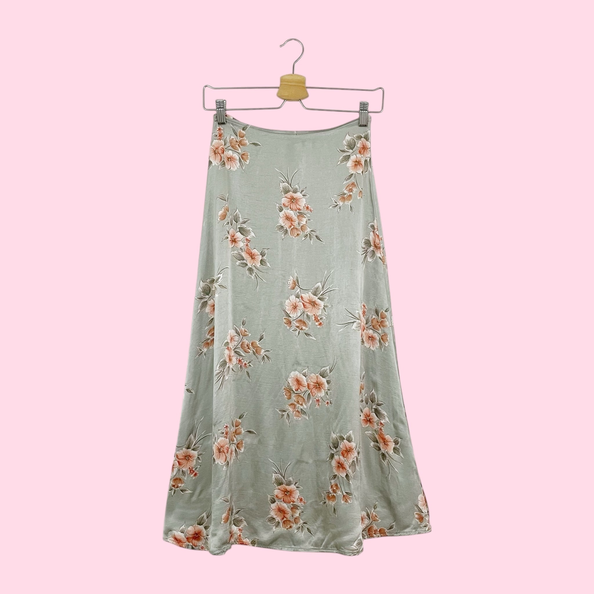 GRAY FLORAL SATIN MAXI SKIRT (25)