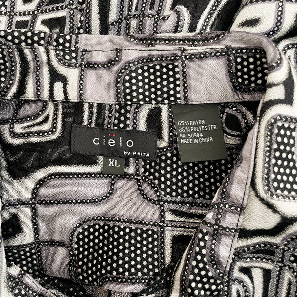 Gray Metallic Geometric Burnout Shirt (XL)