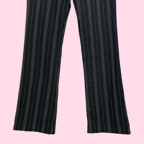 BLACK + PINK PINSTRIPE STRETCH OFFICE PANTS (L)