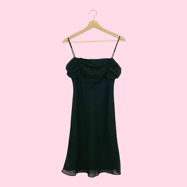 BLACK GATHERED BUST MIDI DRESS (4)