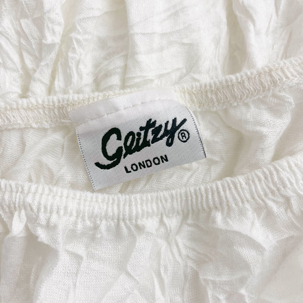 White Tiered Wrinkle Maxi Skirt W/ Sequins (S)