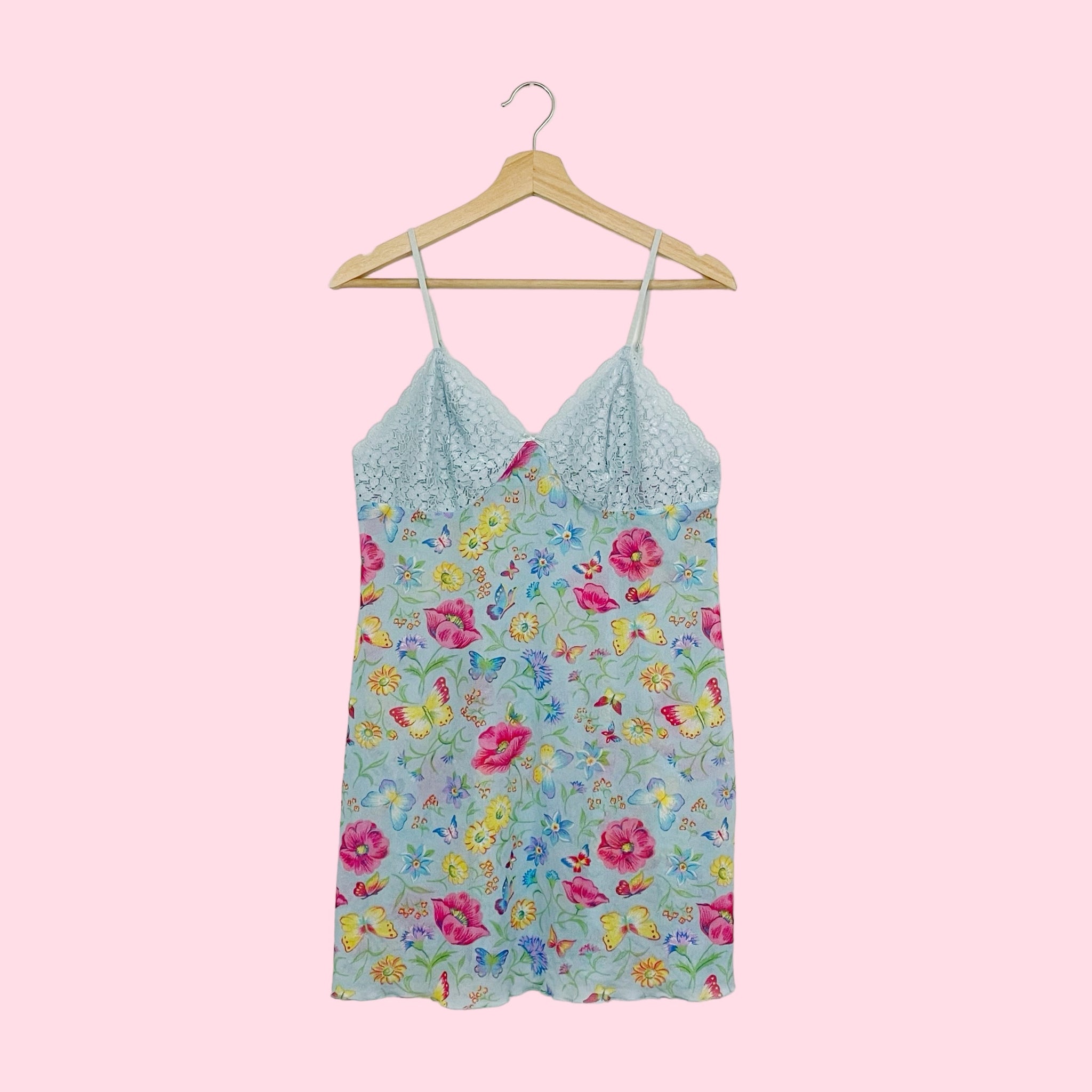 BUTTERFLY PRINT MESH SLIP DRESS (L)