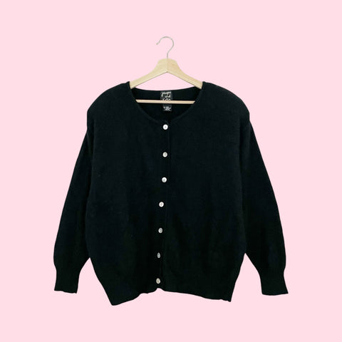 BLACK ANGORA BLEND CARDIGAN (18/20)