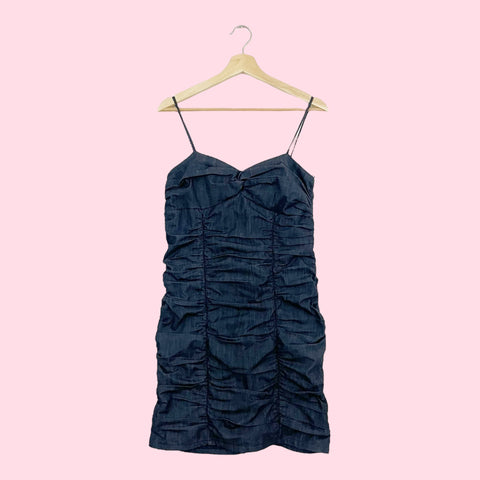 GATHERED DENIM DRESS (M)