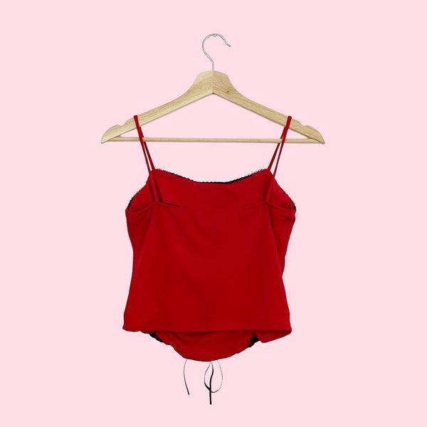 RED LACE UP TANK TOP (S)