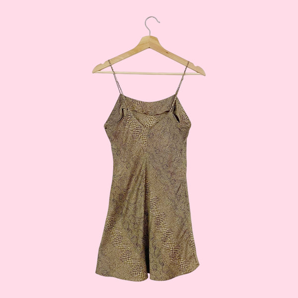 90S VICTORIA'S SECRET SNAKE PRINT SILK SLIP DRESS (S)