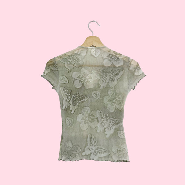 BUTTERFLY FLORAL MESH TOP (S)