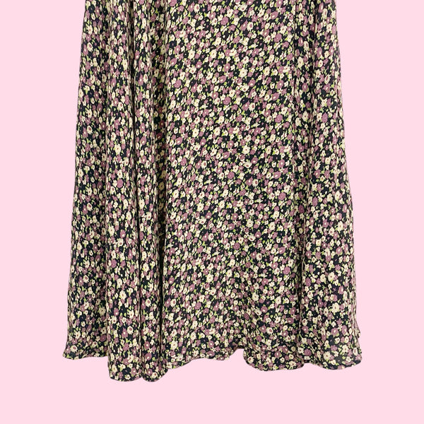 NAVY FLORAL MAXI WRAP SKIRT (M)