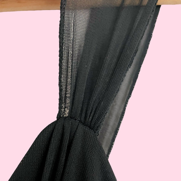 BLACK BEADED FLORAL MIDI DRESS (M/L)