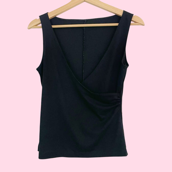 Black Ruched Crossover Tank (S)