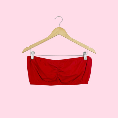 RED CINCHED BANDEAU TOP (XL)