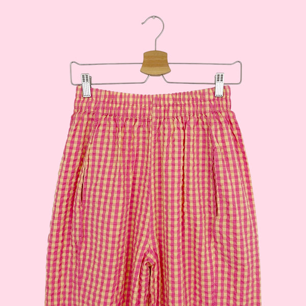 FREE PEOPLE PREPPY POPLIN GINGHAM PANTS (XS)