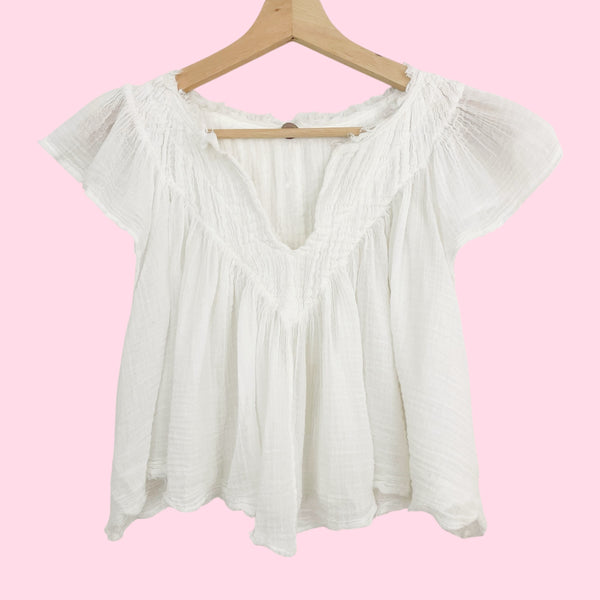 FP One White Cotton Gauze Crop Top (O/S)
