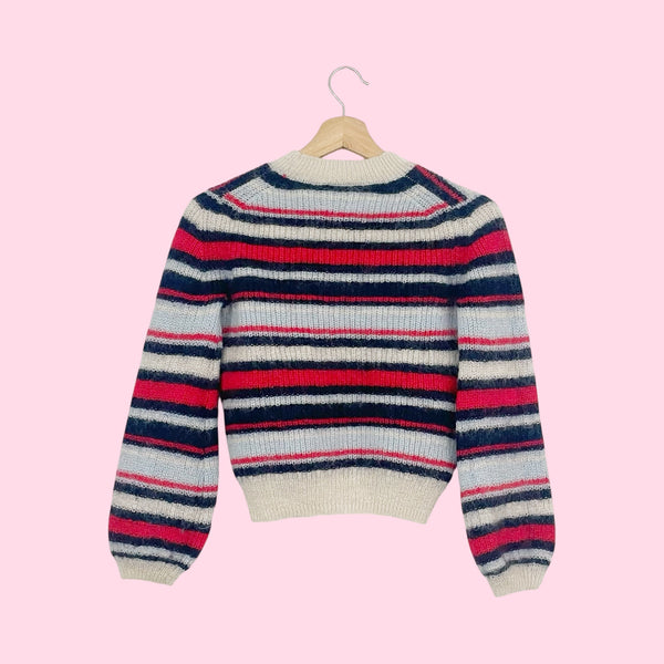 LITTLE MOON STRIPED MOHAIR BLEND SWEATER (XXS)