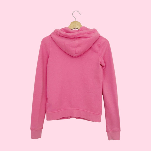 Y2K PINK HOLLISTER ZIP UP HOODIE (XS)
