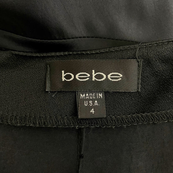 BEBE BLACK + WHITE ASYMMETRICAL SATIN SKIRT (4)