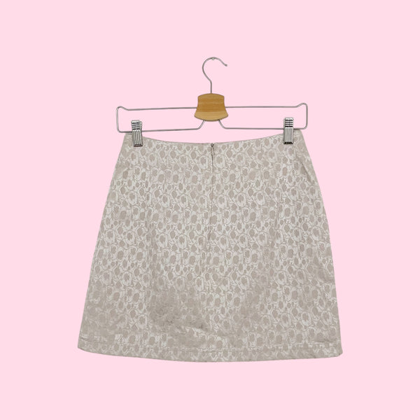 TAN TEXTURED FLORAL MINI SKIRT (26)